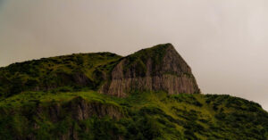 Landscape of Rocha dos Bordões on Flores Island ate the Azores