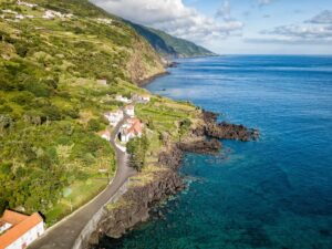 Manadas Village and Santa Barbara Church in são jorge, azores