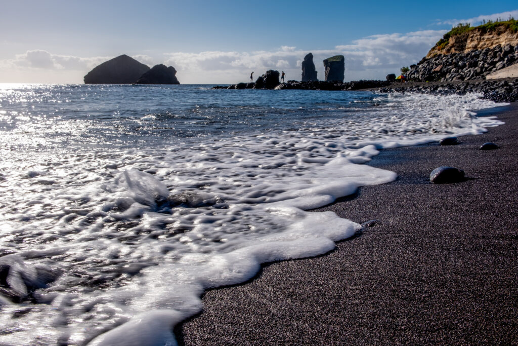 Mosteiros Beach with black volcanic sand in São Miguel Island in the Azores