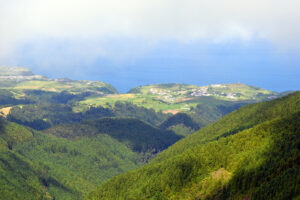 Landscape from the top of Pico da Vara in São Miguel Island in the Azores 