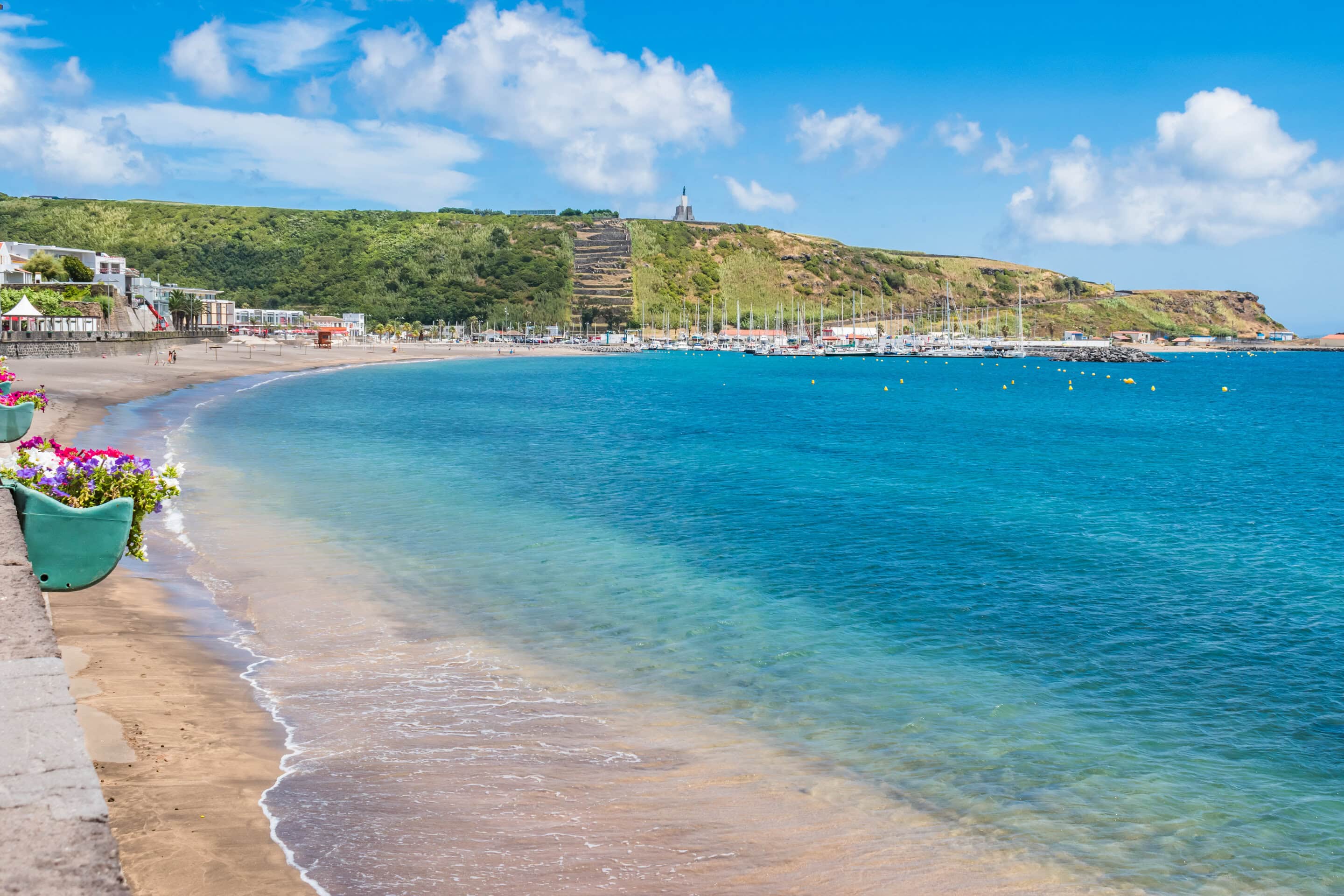Praia da Vitoria bay and sandy beach on Terceira Island