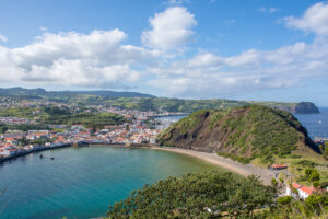  View of Horta from Monte da Guia on Faial Island in the Azores 