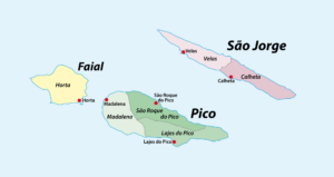 faial azores map - representation of where is faial island in the Azores archipelago