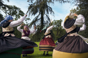 Woman dancing folk in Flores Island in the Azores 