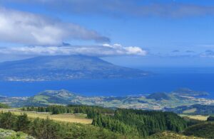 panoramic view of the island of Pico seen from the top of cabeço gordo on Pico Island in the Azores