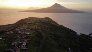 Drone view of Faial Island in the azores