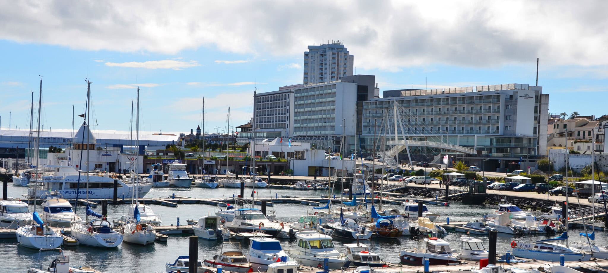 Ponta Delgada Marina and waterfront on Sao Miguel Island
