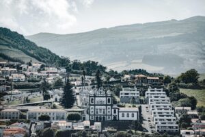 Landscape of horta, the main city of faial island in the azores 