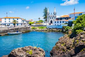 View of Madalena port on coast of Pico Island, Azores