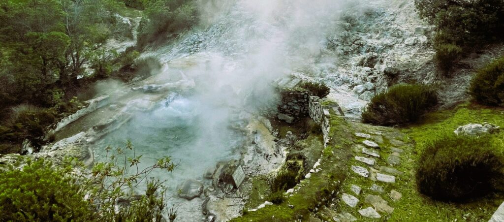 Geothermal activity and steaming caldeiras in Furnas, São Miguel Island, Azores