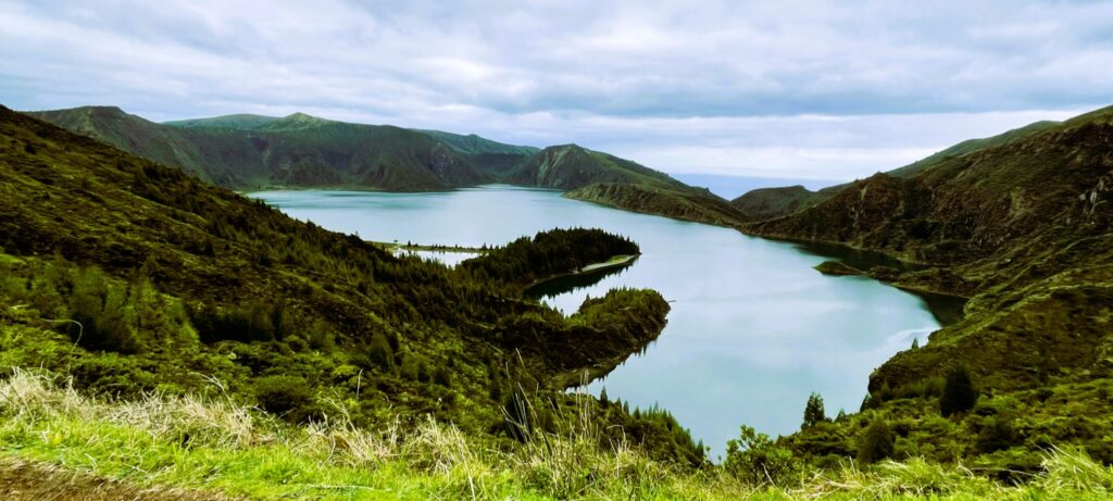 Scenic view of Lagoa do Fogo on São Miguel Island in the Azores